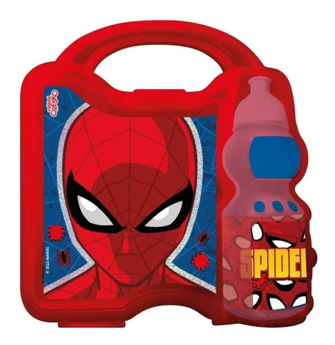 Lunchera Escolar De Plástico Trae Botella Cresko Spiderman