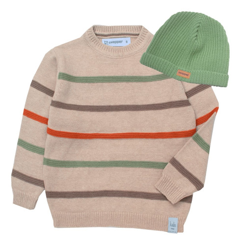 Sweater + Gorro Lana Tejido Niño - Modelo Juani - Swepper
