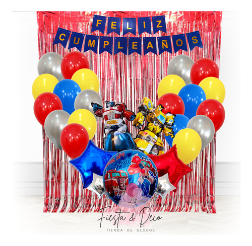 Kit Globos Para Decorar Fiesta Tematica Transformers Azul Transformers