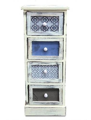 Mueble Vintage Con 4 Cajones En Tonos Azules - S0139