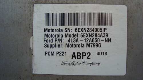 Computadora Ford Lobo 4.6 Litros V8 4l3a-12a650-nn (Usado)