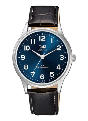 Reloj Q &q Cuero Hombre Elegante Casual Negro Clasico Qq