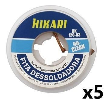Imagem 2 de 3 de 5un Fita Dessoldadora Malha Hk120 - 05 Hikari 1,5m X 3,0mm