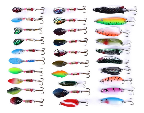 Kit 30 Isca Artificial Iscas Metal Vibration Spinner Bait