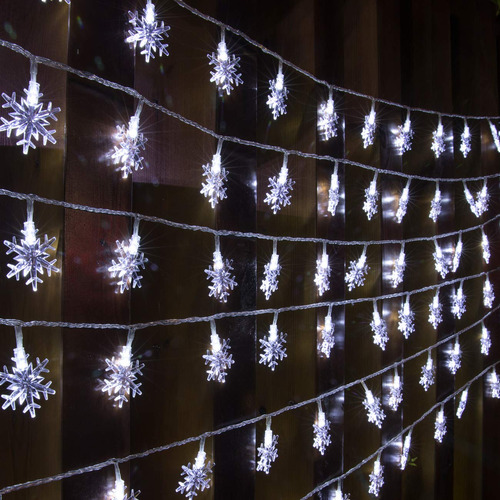 Guirnalda De Luces Navideñas 100 Led 15 Metros Copo De Nieve