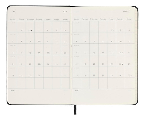 Agenda Moleskine 2025 Diaria, Tapa Dura, Pocket 400p Negra