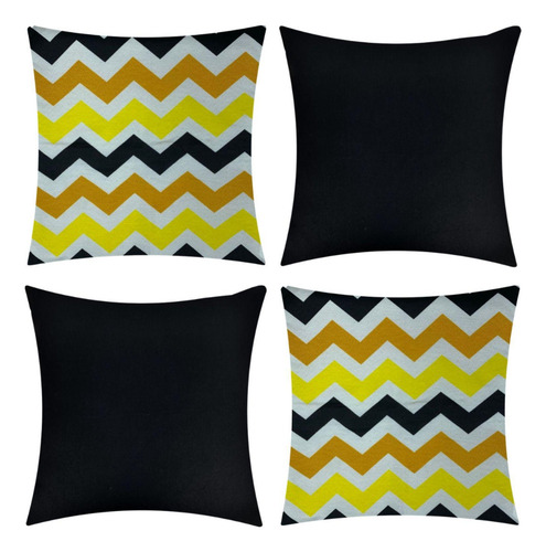 Kit 04 Almofadas Decorativas Com Zíper E Refil 45x45