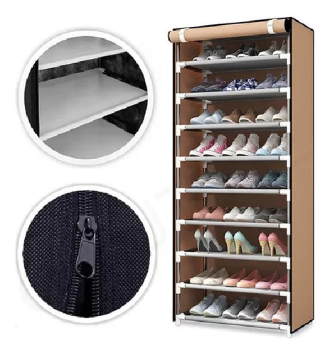 Zapatera Organizador Closet Zapatos 9 Niveles 27 Pares Tela 