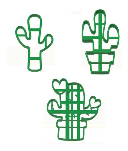 Imagen 1 de 4 de Set Combo Cortantes Galletitas Cactus X3 Unidades