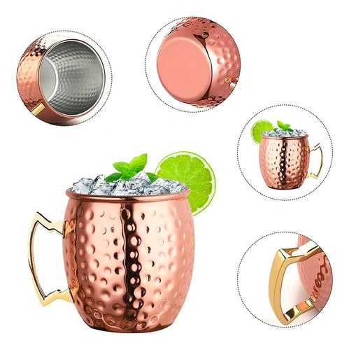 Mug Vasos Acero Set De 2 Tazas  Moscow Mule Coctel