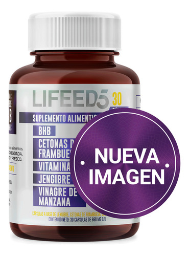 Lifeed5 Keto 30 Caps Jengibre, Vinagre Manzana Y Vitamina C