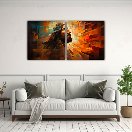 120x60cm Cuadro Conceptual Enigmático De Cristo Abstracto