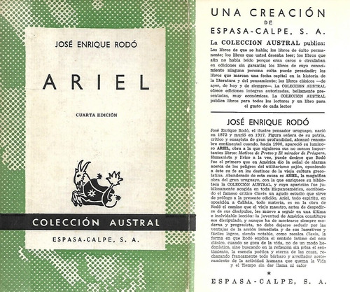 Ariel De José Enrique Rodó - Colección Austral