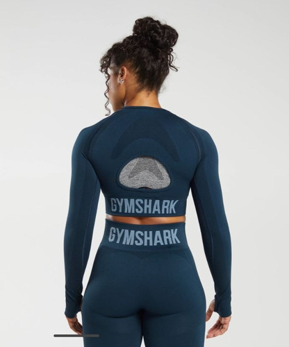 Gymshark Flex Long Sleeve Crop - Navy/denim Blue