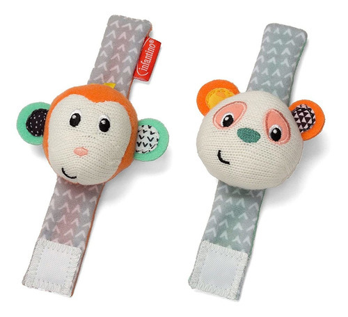 Infantino - Sonajero Diseño De Mono Y Panda