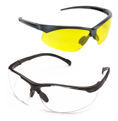 Kit 2 Óculos Corrida Bike Speed Mtb Ciclismo + Noturno Cor Transparente e Amarelo Cor da armação Preta Cor da lente Amarela e Transparente Desenho N/A