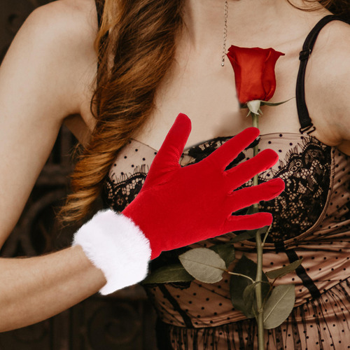 1 Par De Guantes Cortos Navideños De Papá Noel