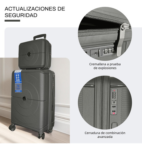 Set 3 Maletas De Viaje 20+12 In+35l Mochila Equipaje De Mano Gris Gris