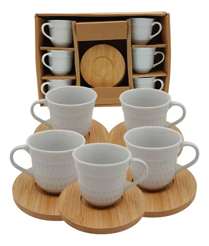 Juego 6 Tazas Desayuno 240 Ml Porcelana Apilables a precio barato Color  Blanco