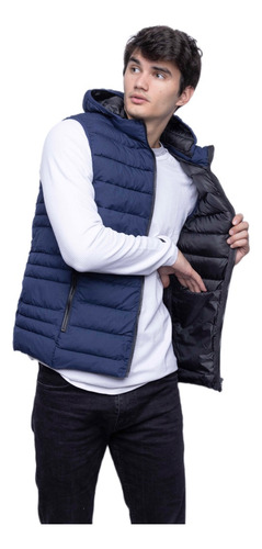 Campera Chaleco Inflado Hombre Ultra Liviano Capucha Abrigo