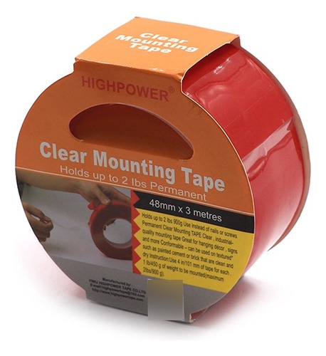 Cinta Doble Faz Transparente 1mm X 5cm X 3 Metros