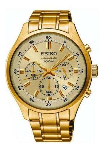 Relógio Masculino Seiko Sks592b1 C1kx Chronograph Dourado