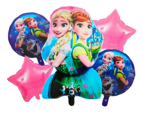 5 Globos Metalicos Frozen Elsa Anna Decoracion Fiesta Cumple