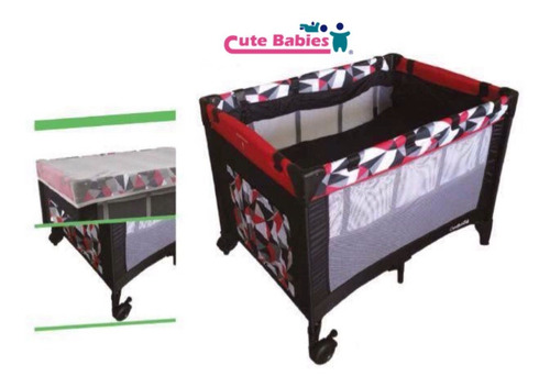 Corral Cuna Cutebabies Con Rueditas Y Mosquitero. Nuevo