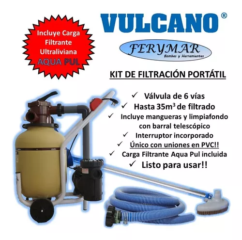 Filtro Vulcano + 1/2 Hp 35000 Lts Carga Envio