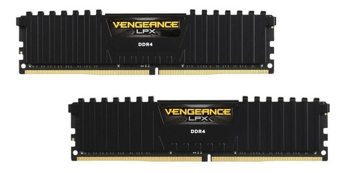 Memoria RAM Vengeance LPX gamer color negro 32GB 2 Corsair CMK32GX4M2B3200C16