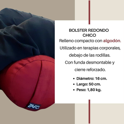 Bolster Yoga Relleno Con Algodón, Redondo Chico 16 X 50 Cm.