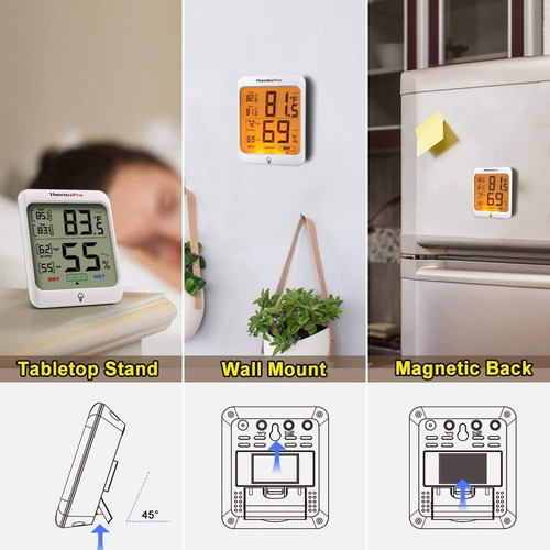 Imagen 6 de 9 de Termómetro Higrómetro Digital Thermopro Tp-53 Mide Humedad