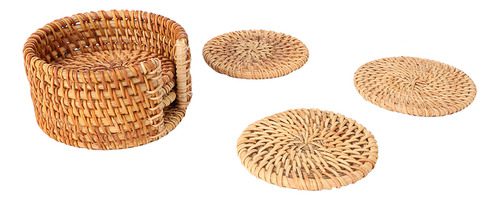 Tapete De Rattan, 6 Peças De Bebidas Vintage, Tapetes De Chá