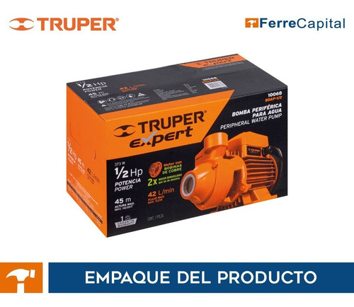 Bomba periférica Truper BOAP-1/2 0.5hp color naranja 60Hz 127V
