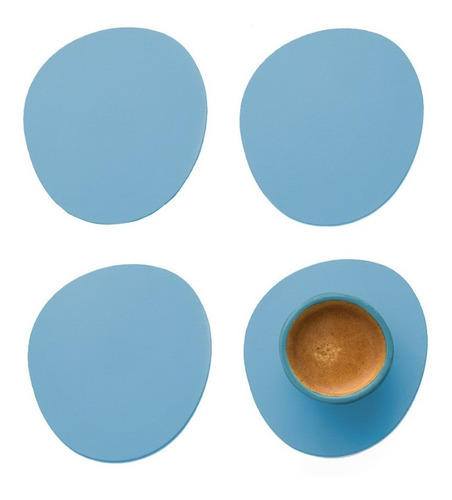 Imagen 2 de 5 de Set X 4 Individuales Y 4 Posavasos Piedra Cuero Reciclado