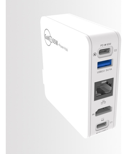 Cargador 65w + Hub Multipuertos Velocidad 5 Gbps