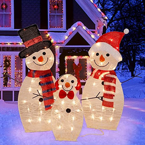 Outdoor Garden Decorations With Illuminated Snowman