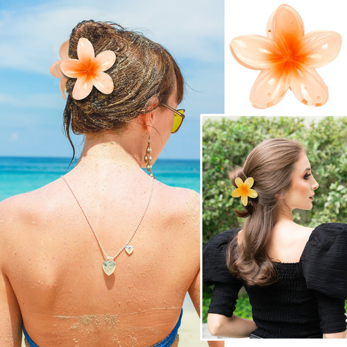6 Pzs Pinzas Para El Pelo De Flores Hawaianas Para Mujer