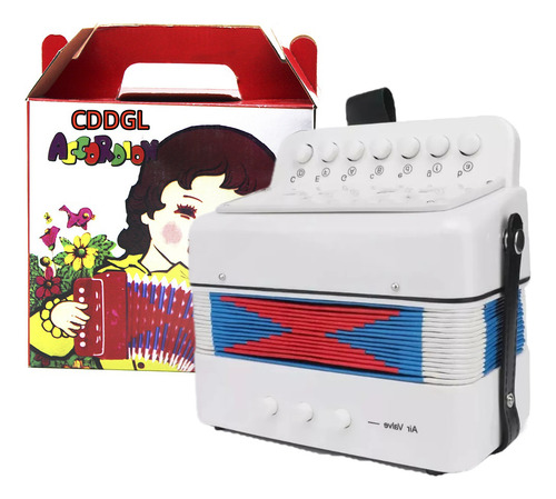 Cddgl 10 Teclas De Control Acordeón Infantil Juguete Musical Educativo Niños,juguete En Solitario, Para Niños Y Niñas, Instrumentos Musicales Educativos,un Regalo Maravilloso (blanco)