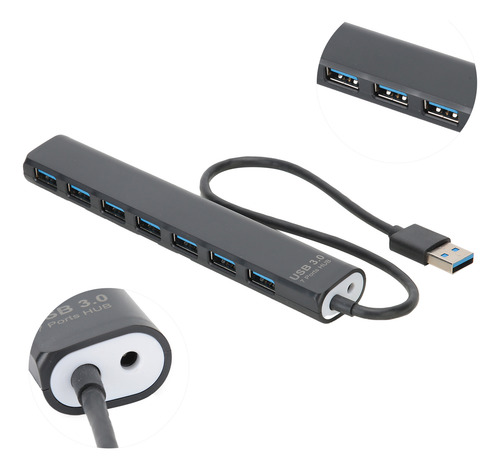 Divisor De Transmissão De Alta Velocidade Usb 3.0 Preto 7 Em