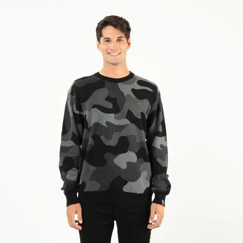 Sweater Jacquard Crew Neck Camo Oversize Ellus