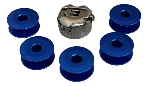 1 Bobina Y 5 Carretes Azules Para Máquina Recta Industrial