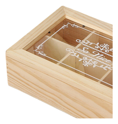 Caja De Té De Madera Con Ventana De Acrílico Transparente,