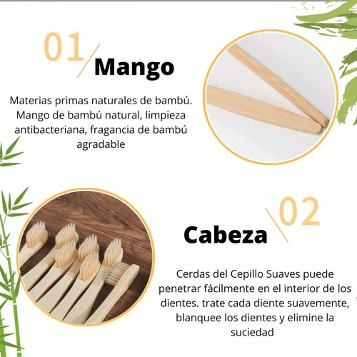 5 Cepillo Dientes Niños Ecológico Bambú Natural Infantil Color