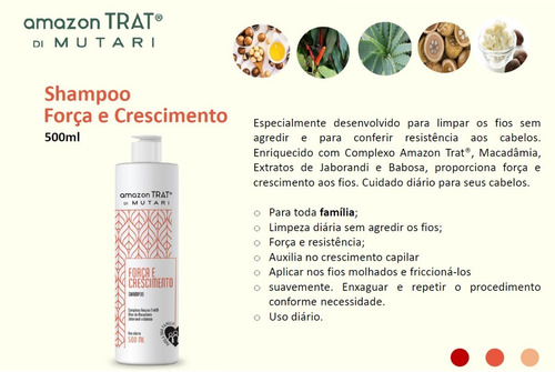 Shampoo Força E Crescimento Amazon Trat® Di Mutari 500ml