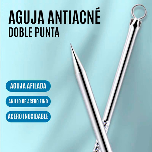 10pzs Aguja Para Acné Doble Punta Acero Inoxidable Para Spa