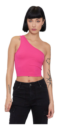 Peto Mujer Un Hombro Seamless Fucsia Corona