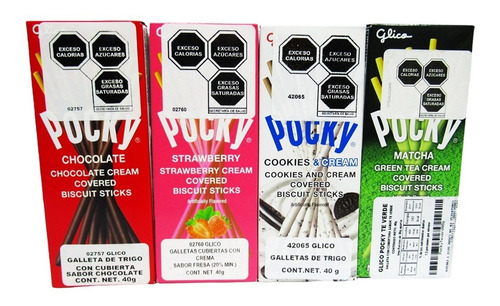 4 Glico Pocky Chico De 40 Gr C/u Paquete De 4 Sabores