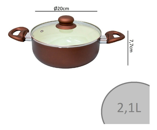 Imagem 2 de 4 de Panela Caçarola Roma Rev Cerâmico Marrom 20cm Antiaderente