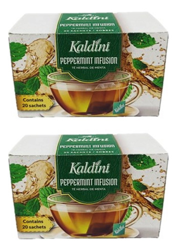 Infusión Té Herbal De Menta Kaldini 20bol Pack 2und 